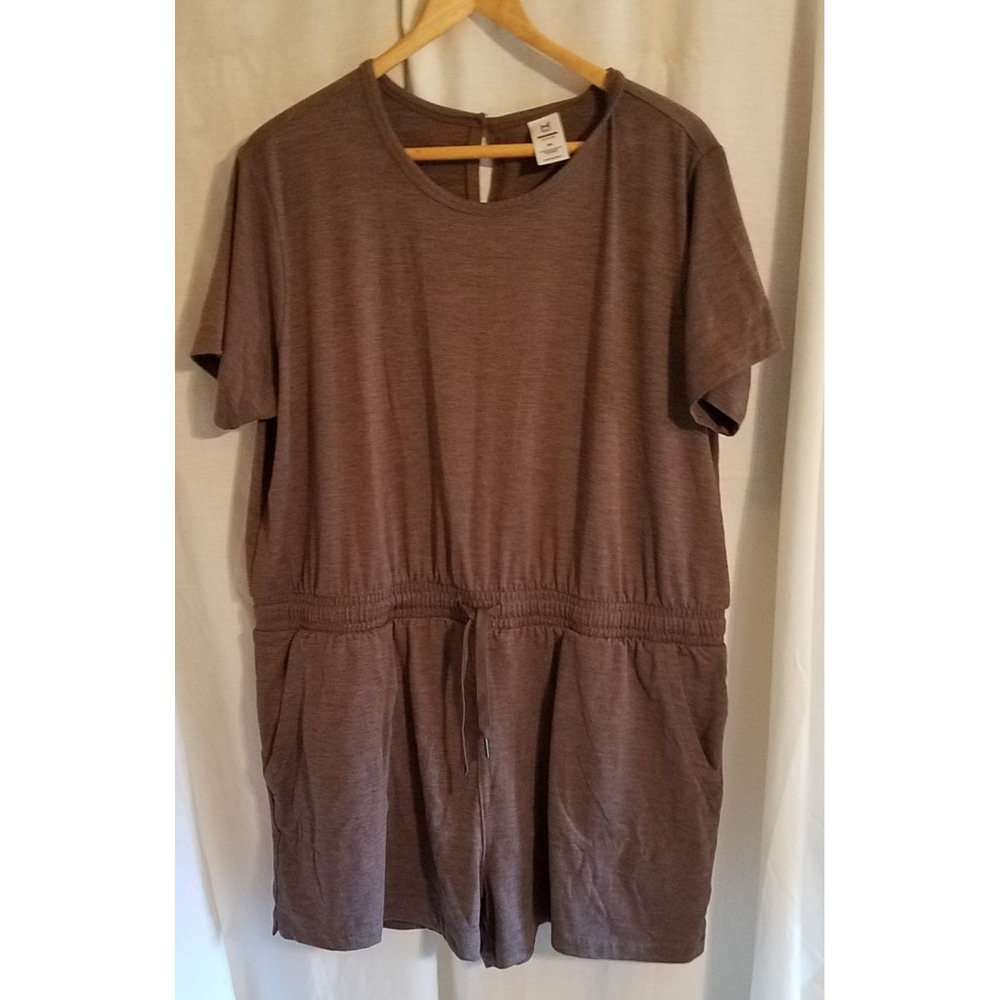 Members Mark Women's 3XL Brown Elastic Waist Shorts Style Pocket Jumpsuit Romper